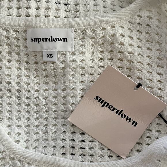 Superdown Crochet Talulah Mini Tank Dress Size XS White Beach Swim Cover Up - Picture 6 of 8